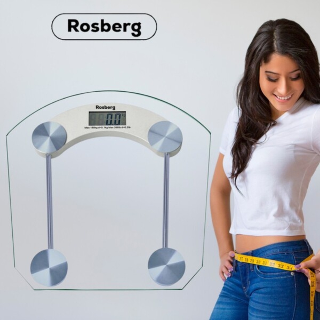 Кантар за тегло дигитален Rosberg, батерия, LCDекран, 180кг