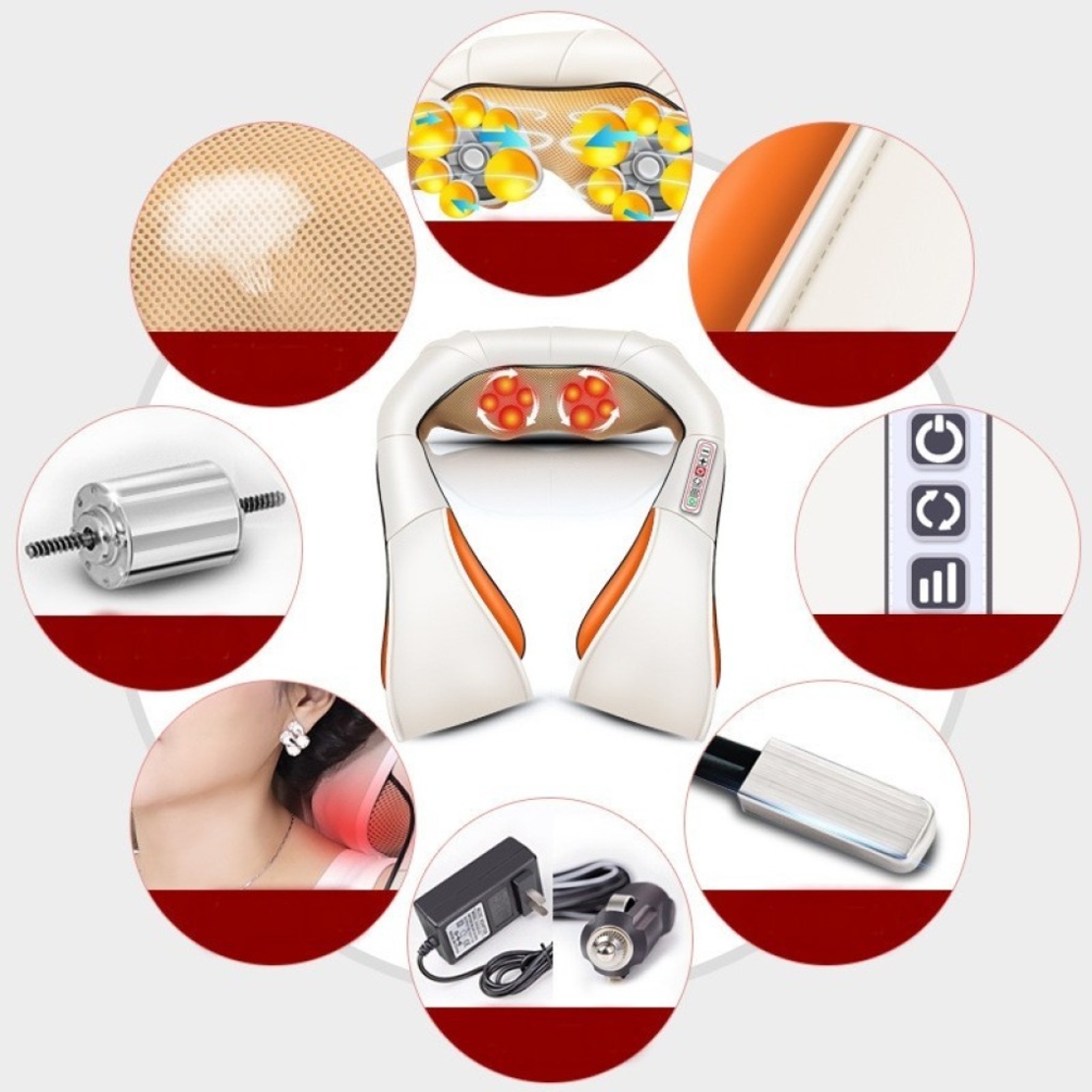 Шиацу 4D масажор за врат, гръб, плешки и рамене с функция затопляне