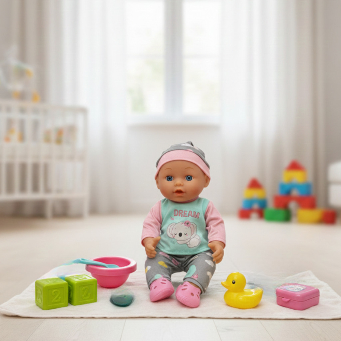 Кукла Baby Doll с аксесоари за хранене – Забавление и грижа за малката мама