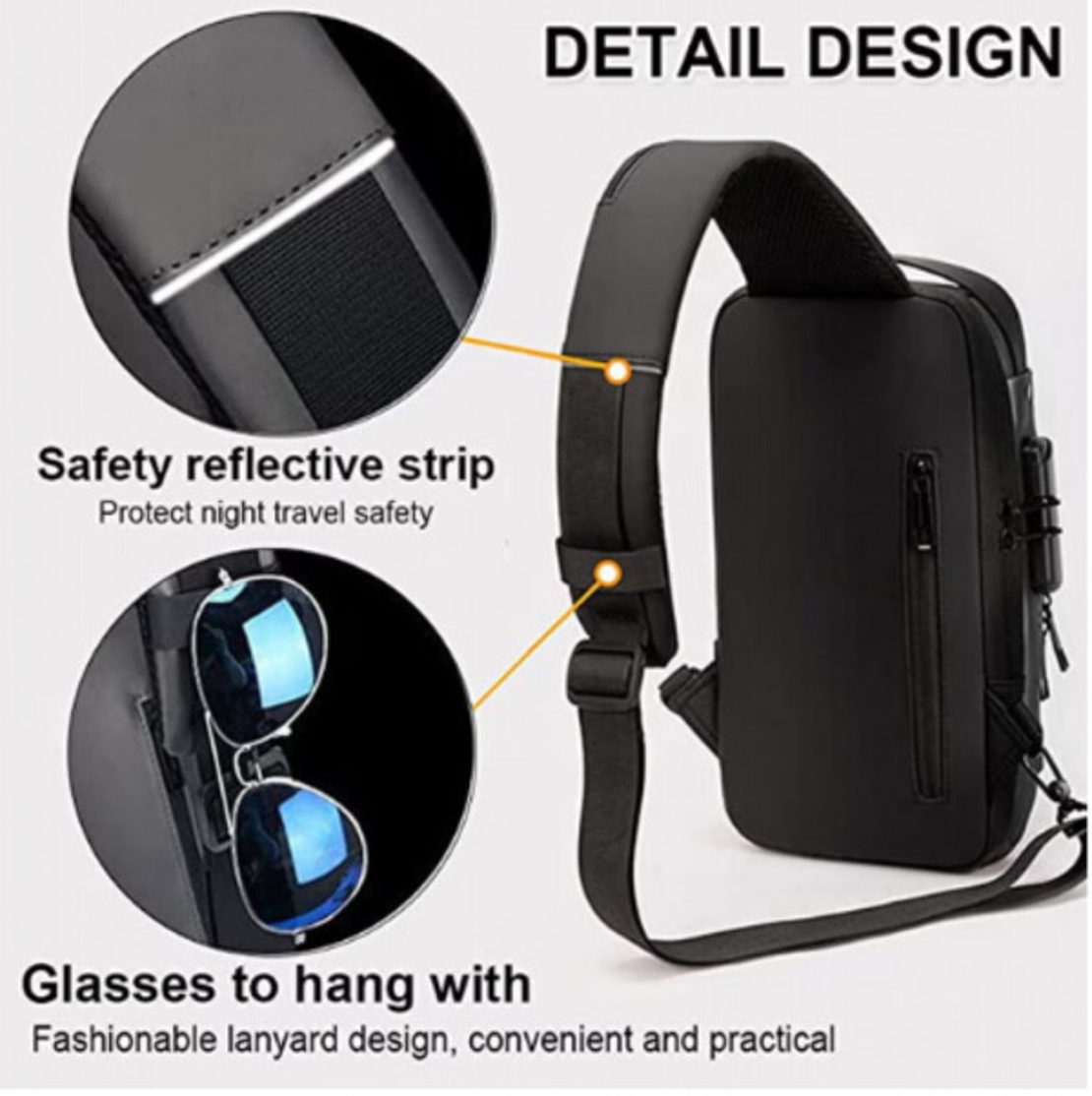 Мъжка чанта за през рамо, Crossbody, с USB поддръжка за зареждане