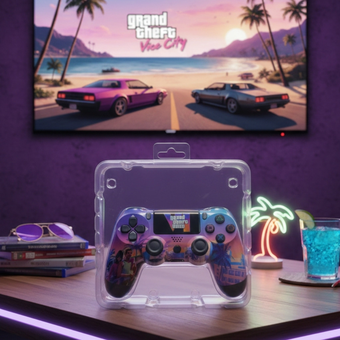 Безжичен джойстик за PS4 с тъчпад, вибрация и LED осветление – FC25 / GTA дизайн