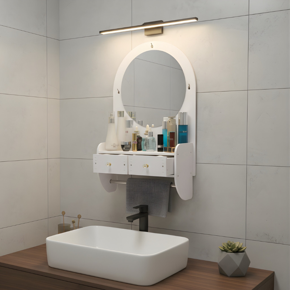 Огледало за грим с място за съхранение – елегантно и спестяващо място решение за баня и спалня