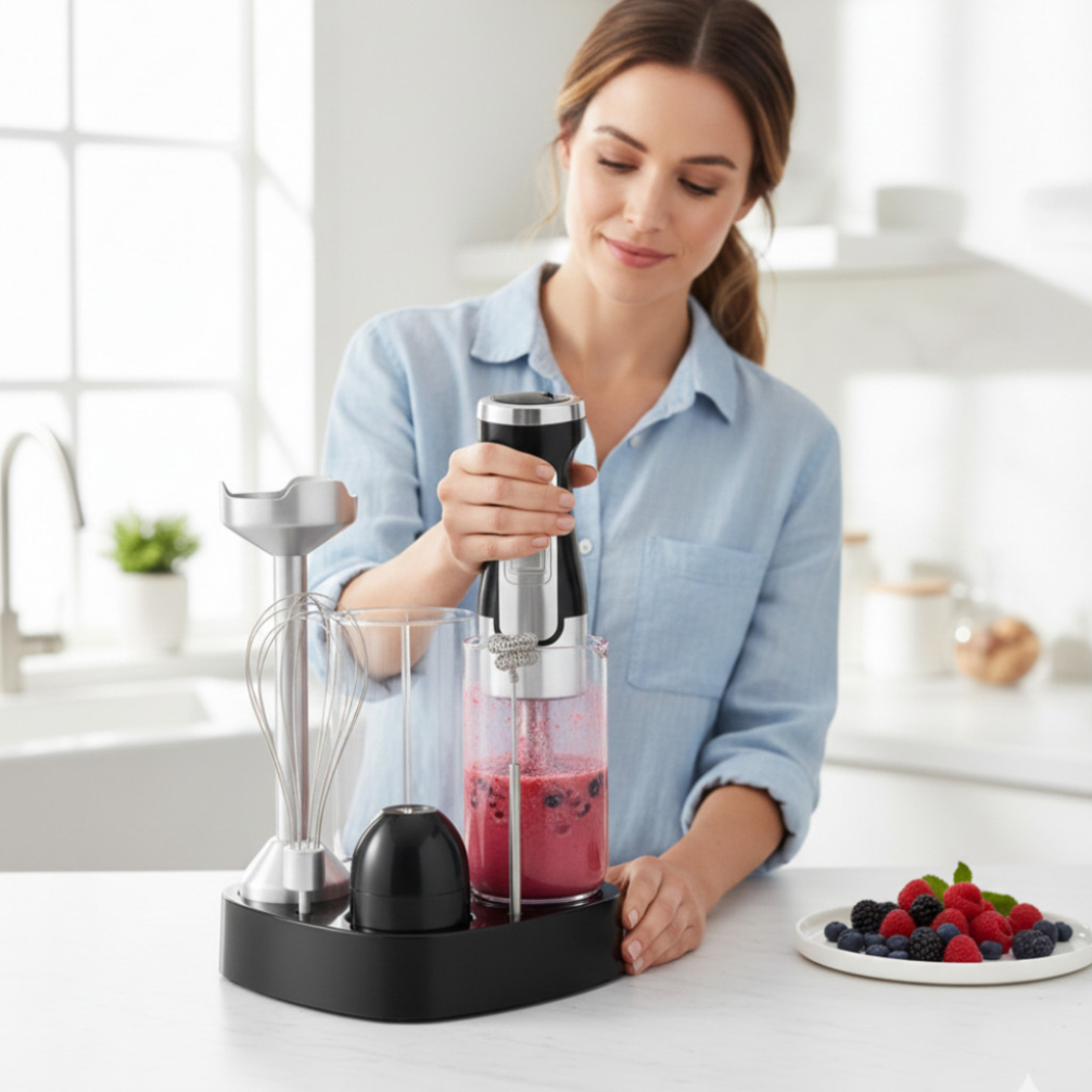 Мощен ръчен блендер Lexical-LHB-1666 6-в-1: Пасиране, разбиване и повече с 800W мощност
