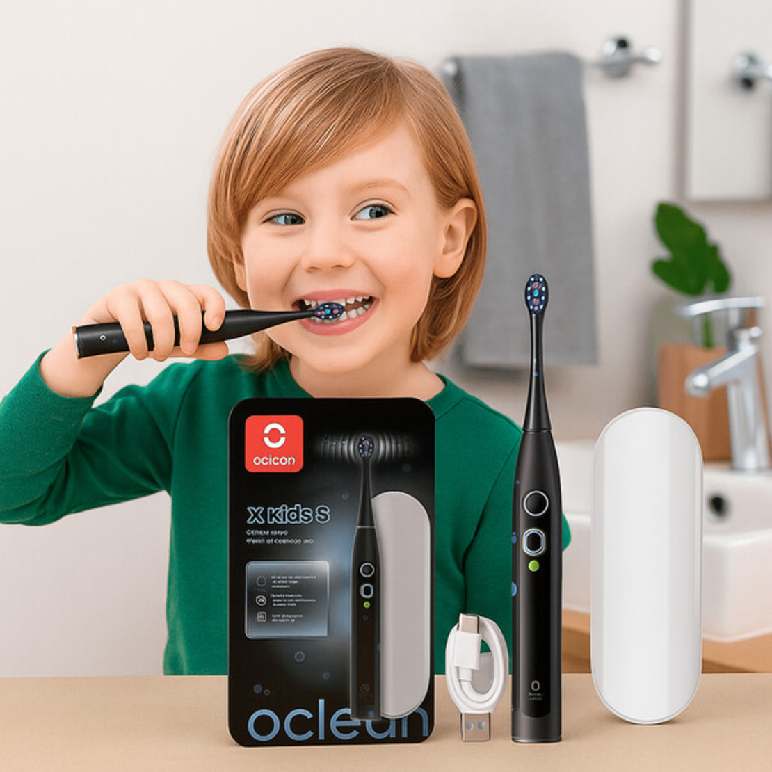 Електрическа четка за зъби Oclean X Kids Set, 1бp. накрайник, Калъф