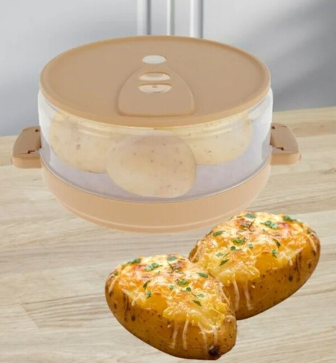 Функционален уред за приготвяне на вкусни картофи и други в микровълнова печка