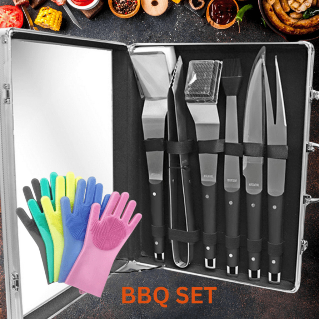 Комплект за барбекю 6 в 1 – всичко необходимо за перфектна скара + подарък ръкавици