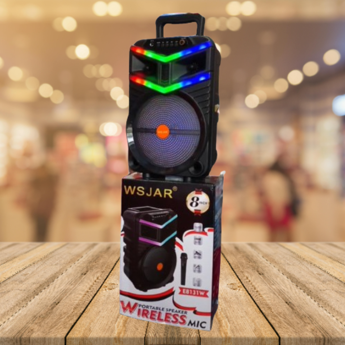 Преносима безжична тонколона с мощен звук и LED ефекти WSJAR E8131W