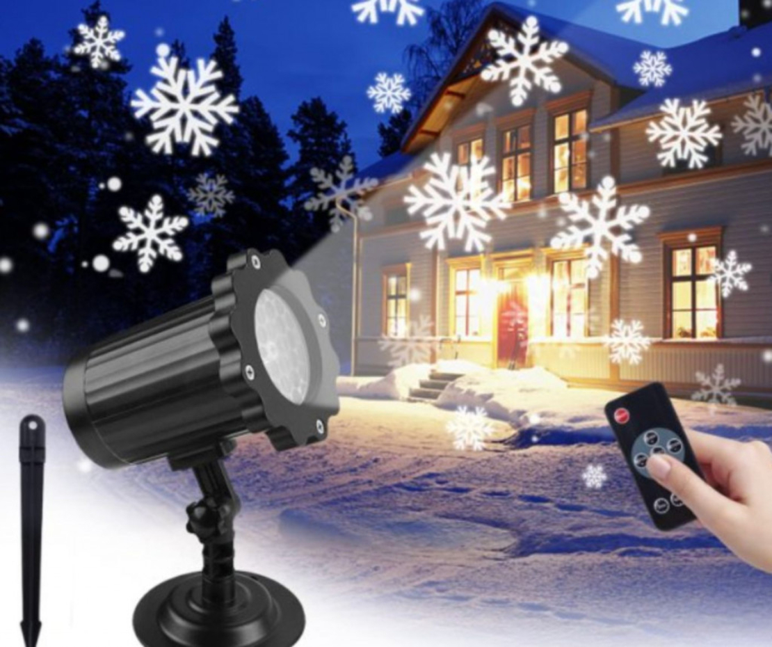 Водоустойчив LED проектор Снежинка за прожектиране на сняг