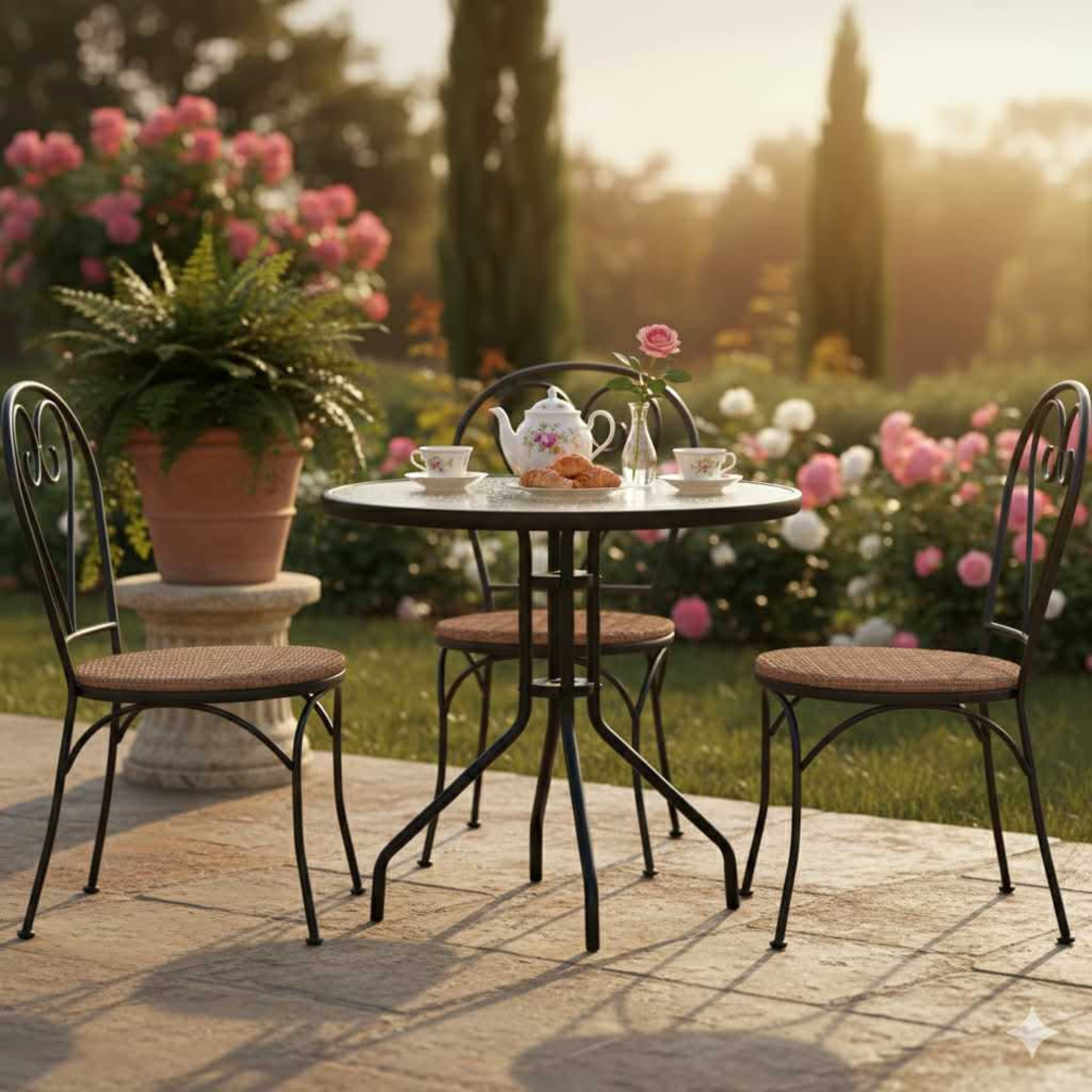 Минимализъм и стабилност в едно – стилна масичка за кафе на открито