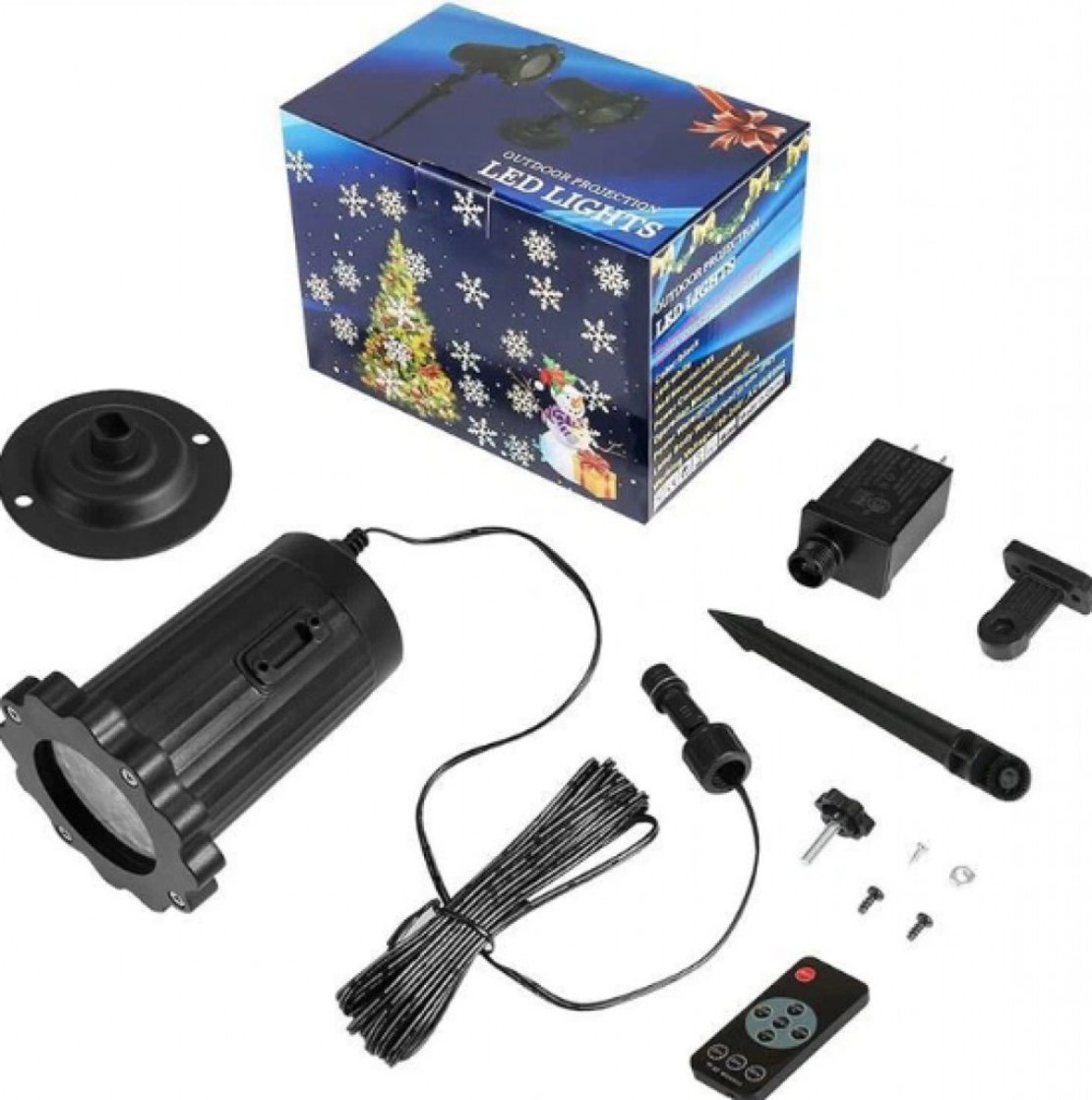 Водоустойчив LED проектор Снежинка за прожектиране на сняг