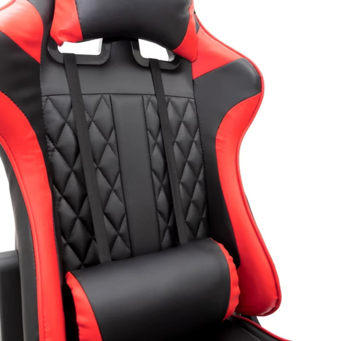 Ергономичен геймърски стол с функция за масаж и подложка за крака - червен