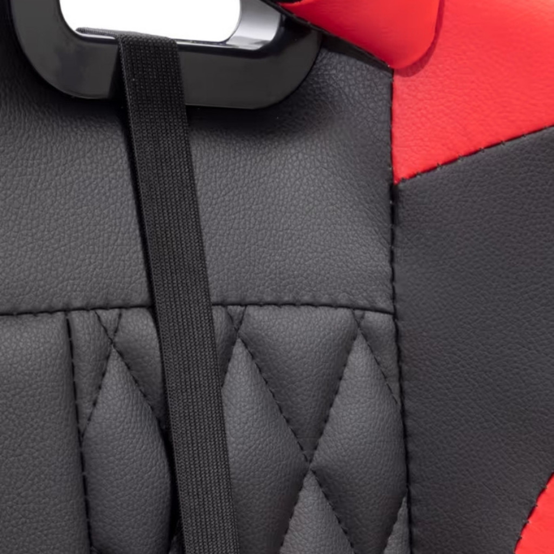 Ергономичен геймърски стол с функция за масаж и подложка за крака - червен