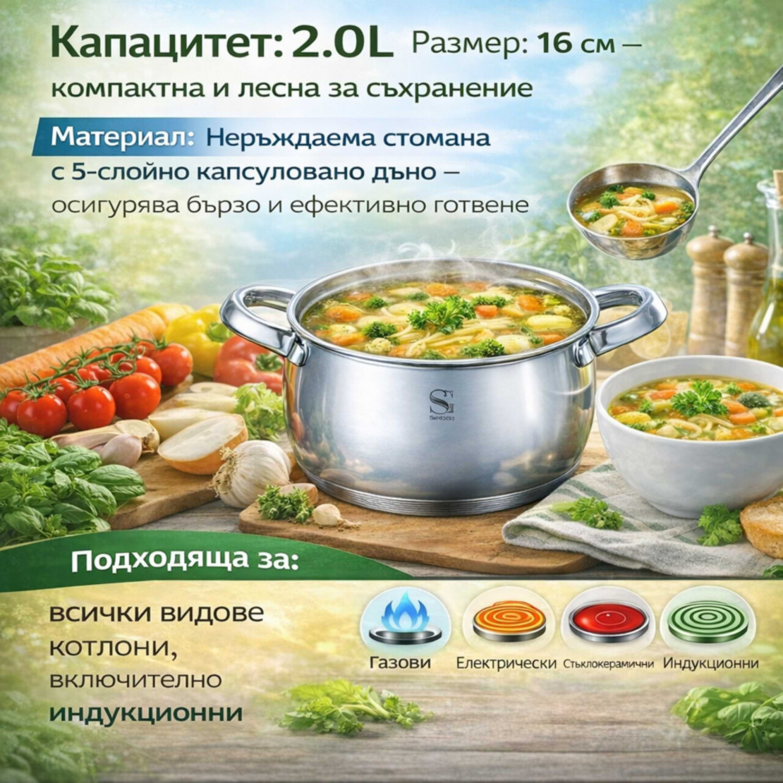 SwissGold Emmie Тенджера 2.0L с капак, SG-19032