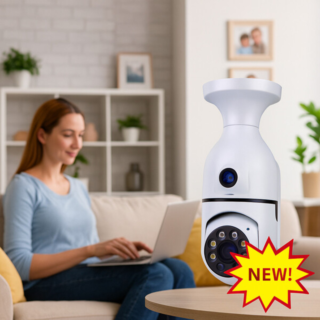 WiFi двойна IP камера за фасунга – Full HD 1080P, 355° въртене