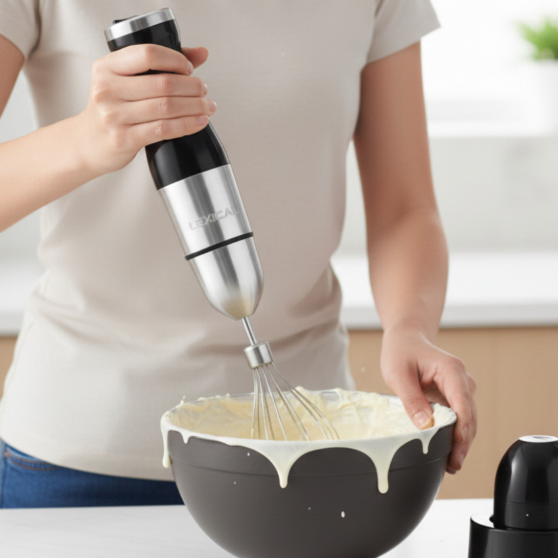 Мощен ръчен блендер Lexical-LHB-1666 6-в-1: Пасиране, разбиване и повече с 800W мощност