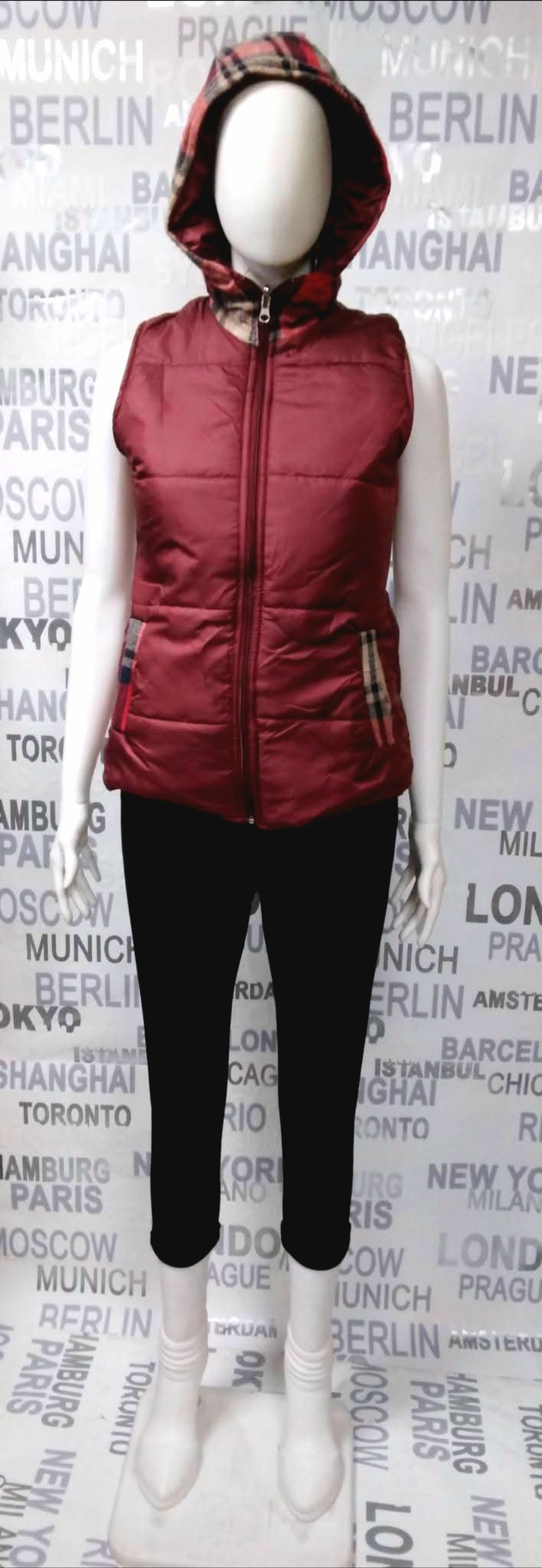 дамски елек с качулка