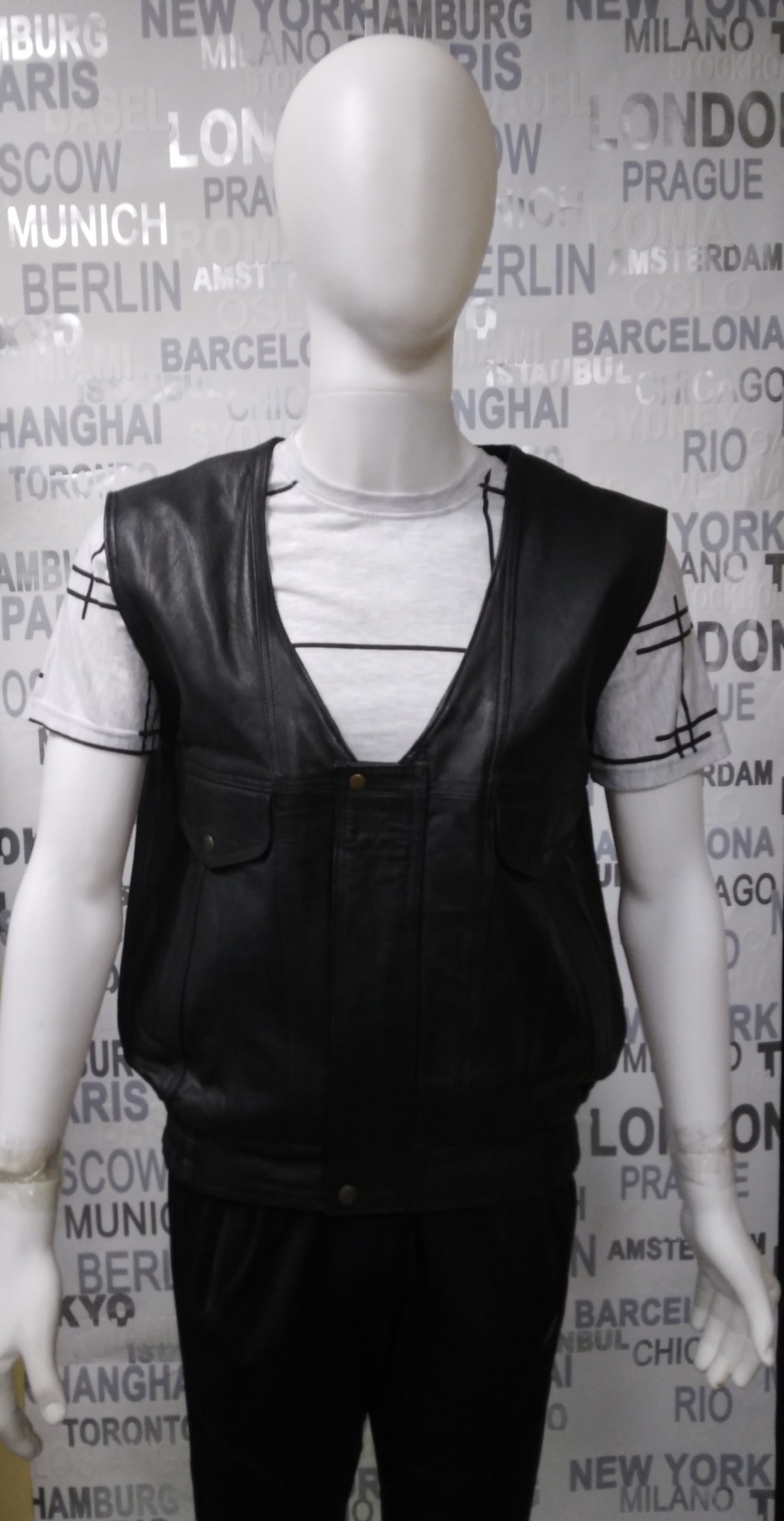 мъжки елек от естествена кожа