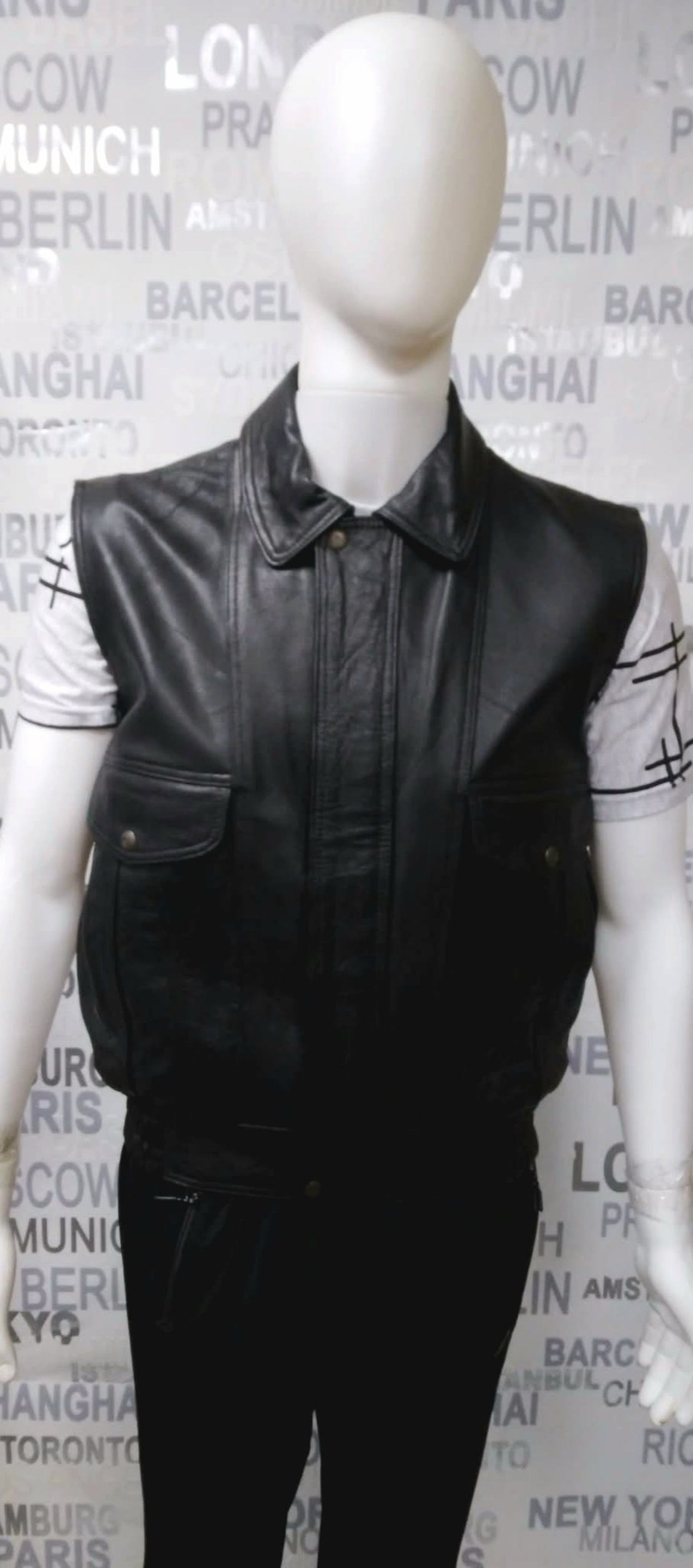 мъжки елек от естествена кожа