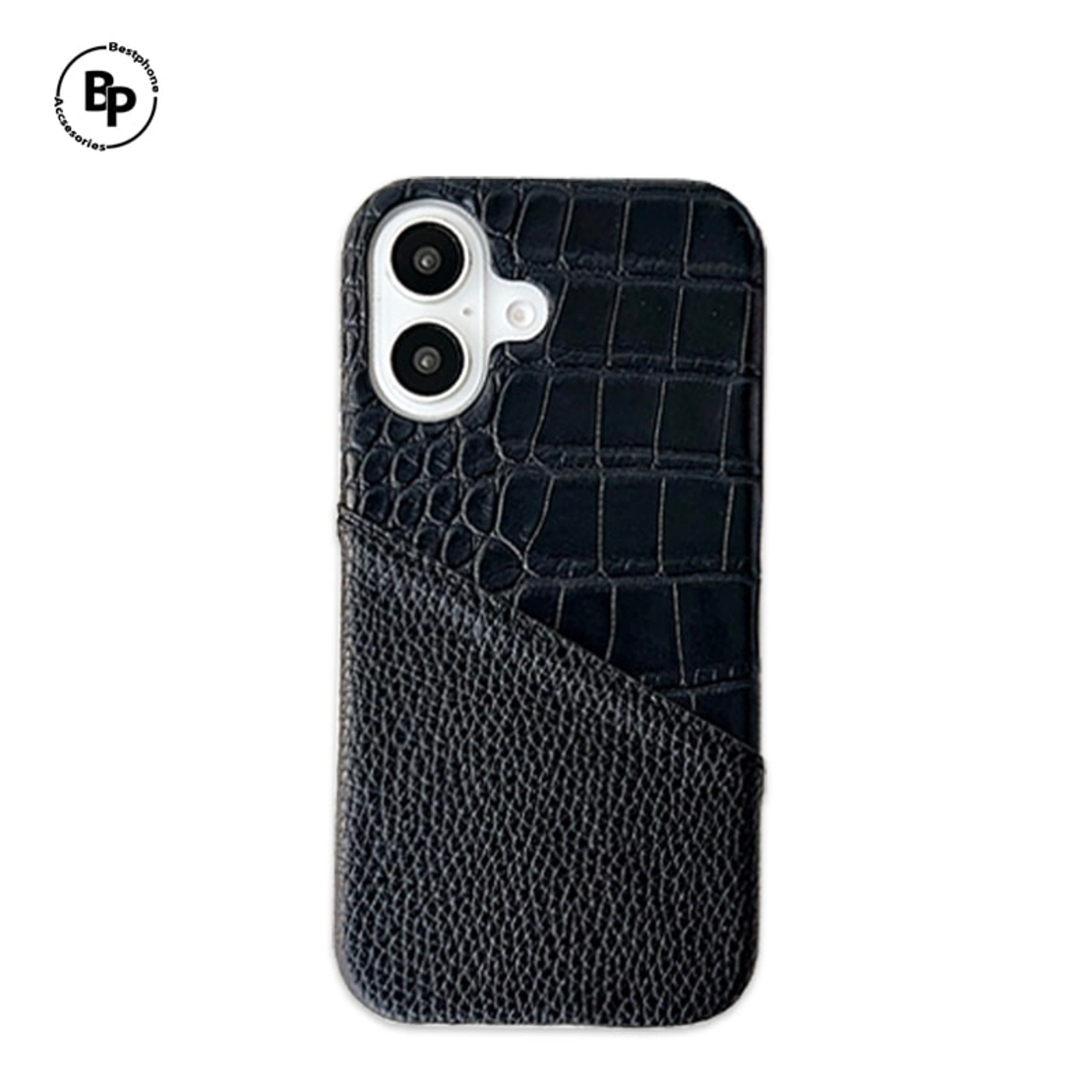 Кожен Гръб Croco Leather iPhone 15 Pro Black