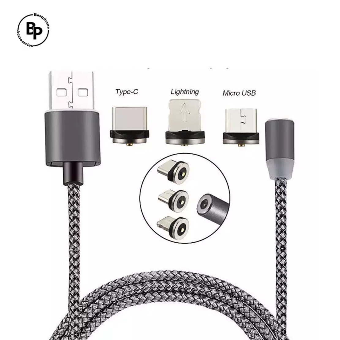 Магнитен кабел X-Cable 3 в 1 (1m) Black