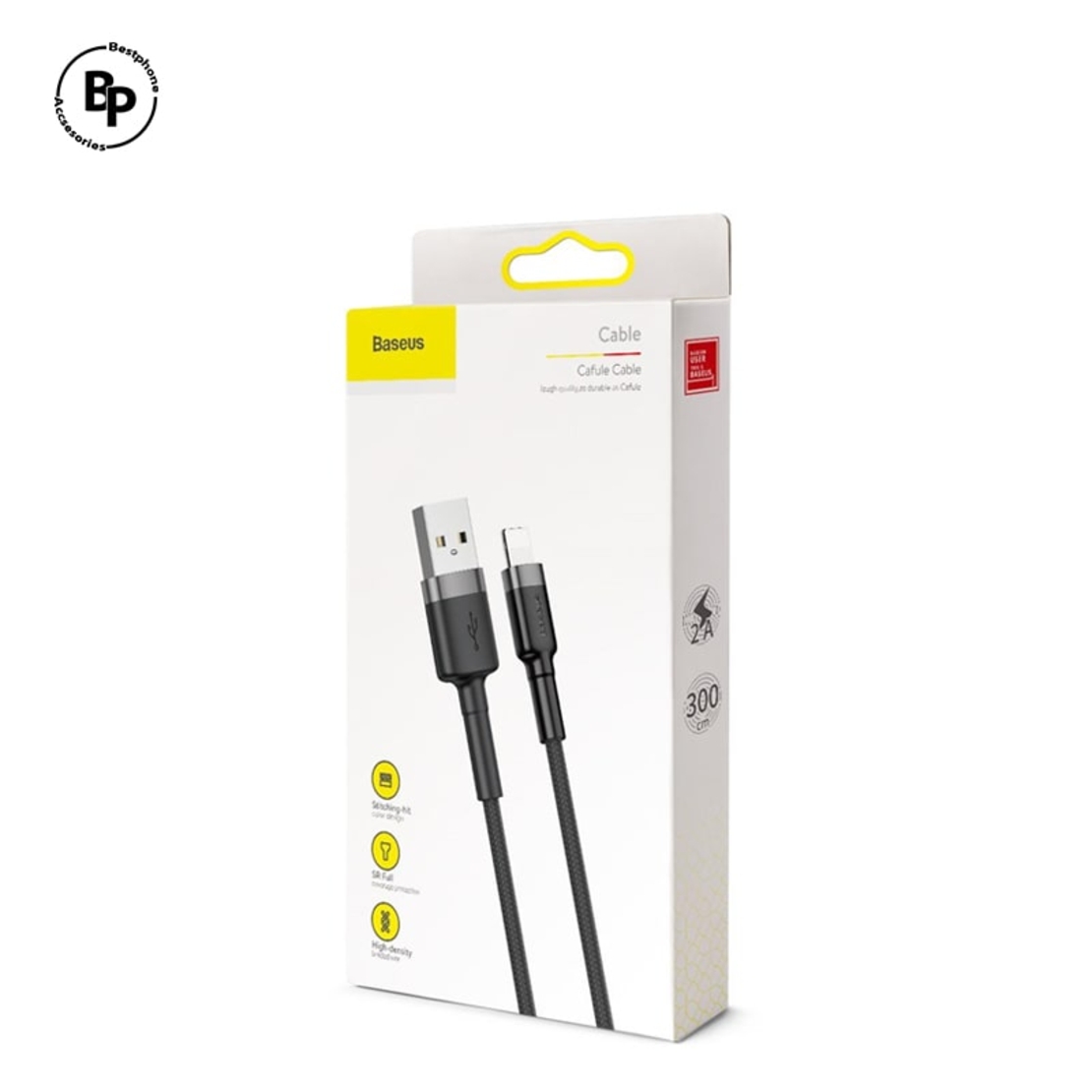 (Baseus) Кабел Cafule Usb - Lightning, (3m) (1,5A) Grey-Black