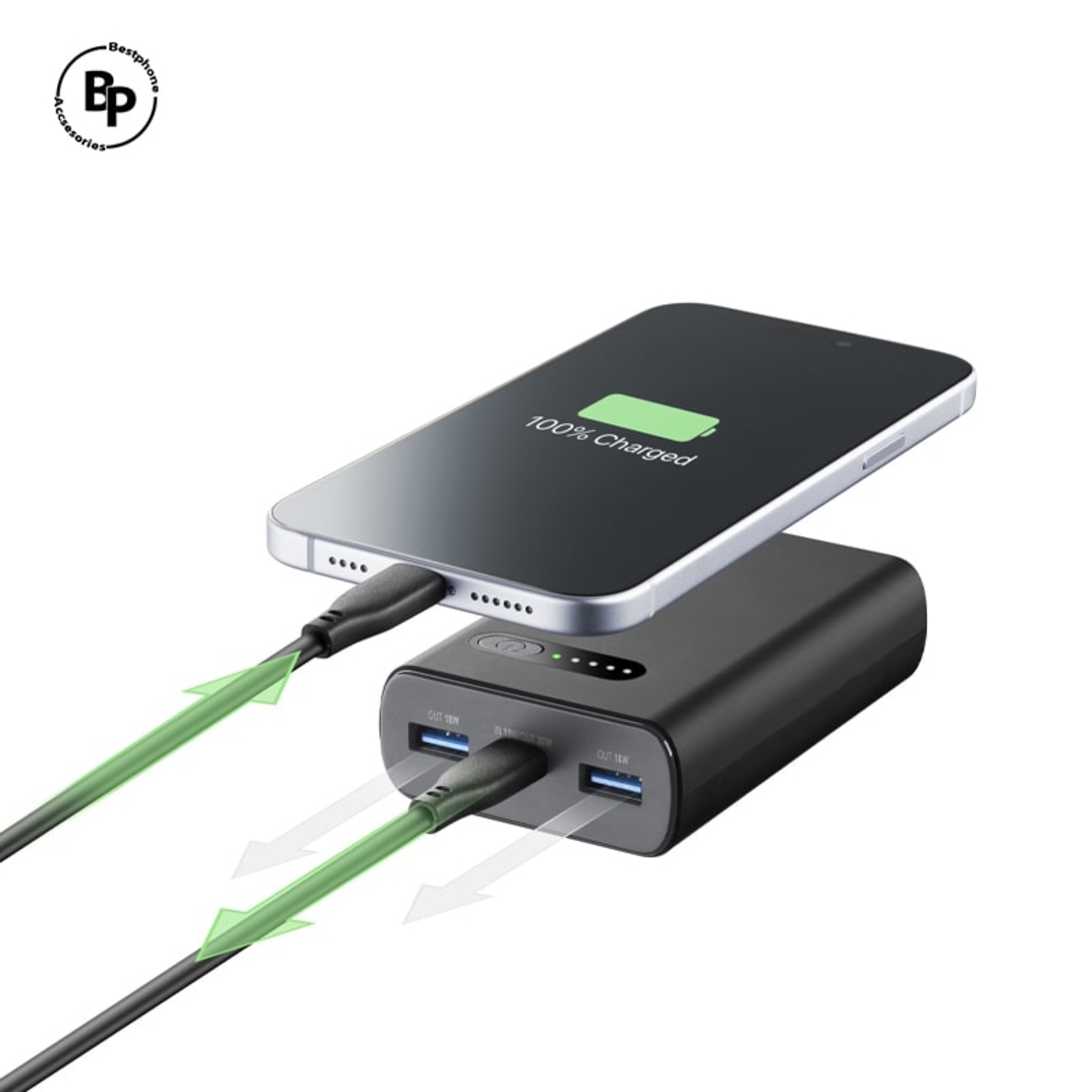 Външна батерия Cellularline, 3x Порта /18W-20W/ 10000 mAh Black