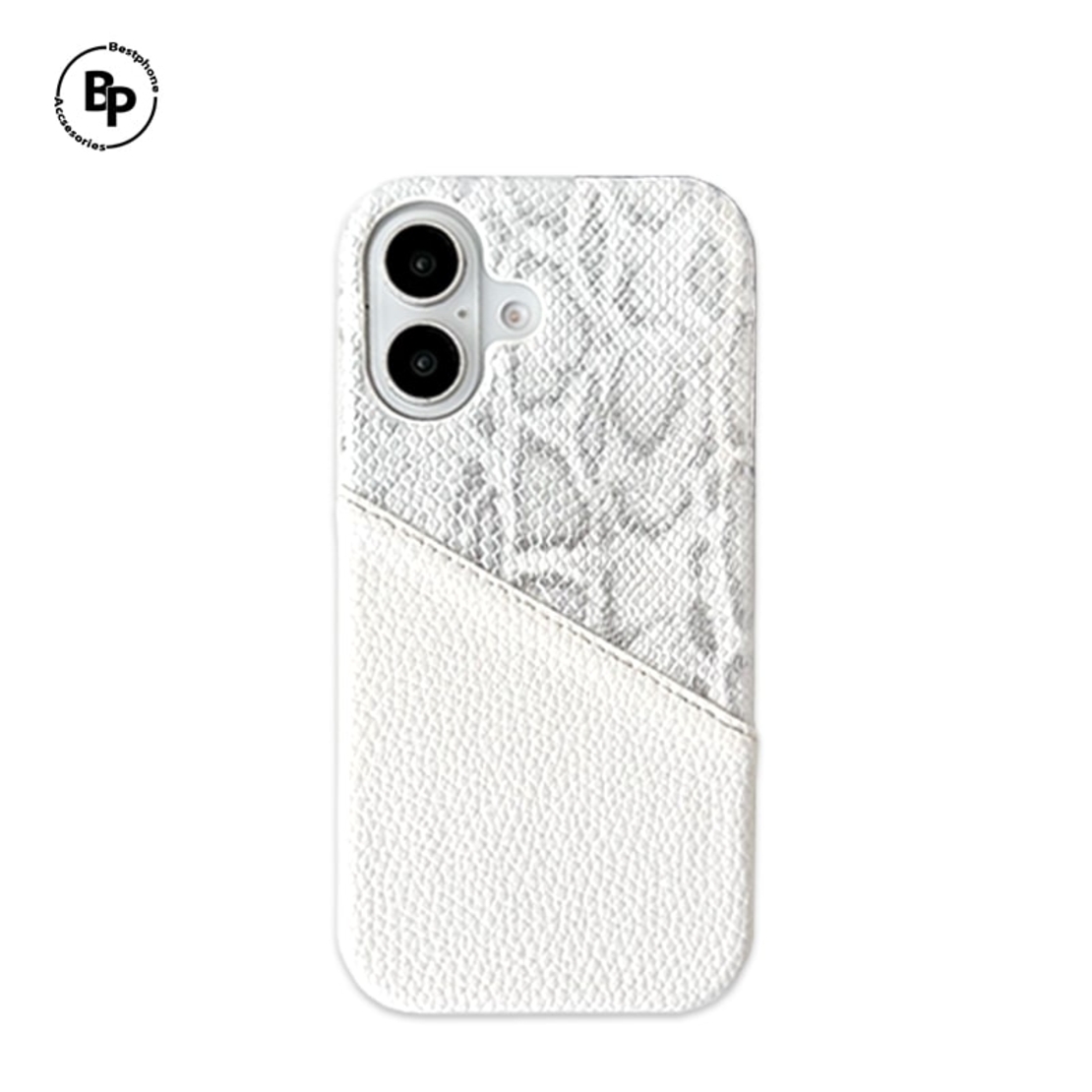 Кожен Гръб Croco Leather iPhone 16 White