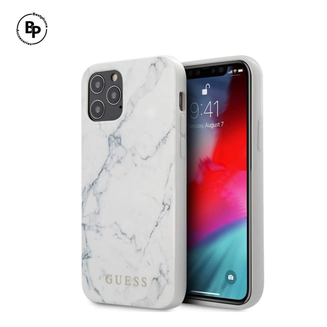 Кейс Guess iPhone 12 / iPhone 12 Pro Marble White