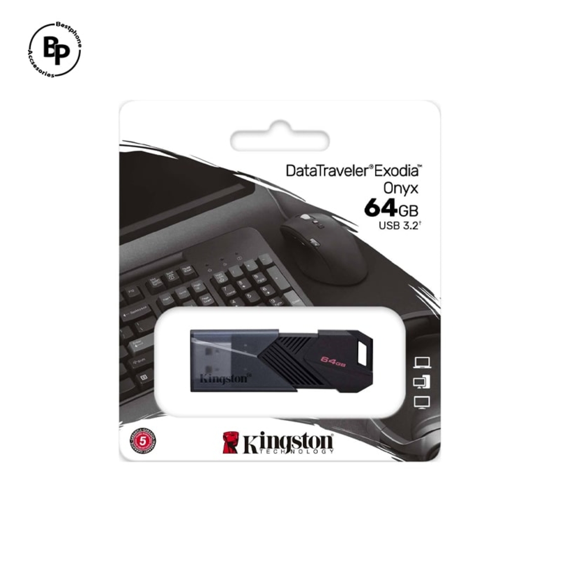 USB Flash памет KINGSTON DataTraveler Exodia Onyx, 64GB,USB 3.2 Gen 1, Черна