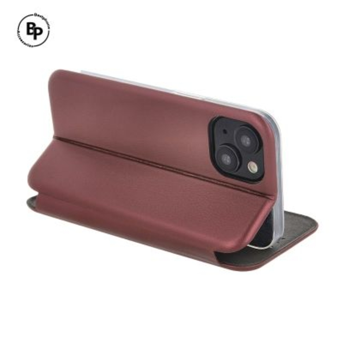 Кожен Калъф Elegance book iPhone 15 Plus Burgundy