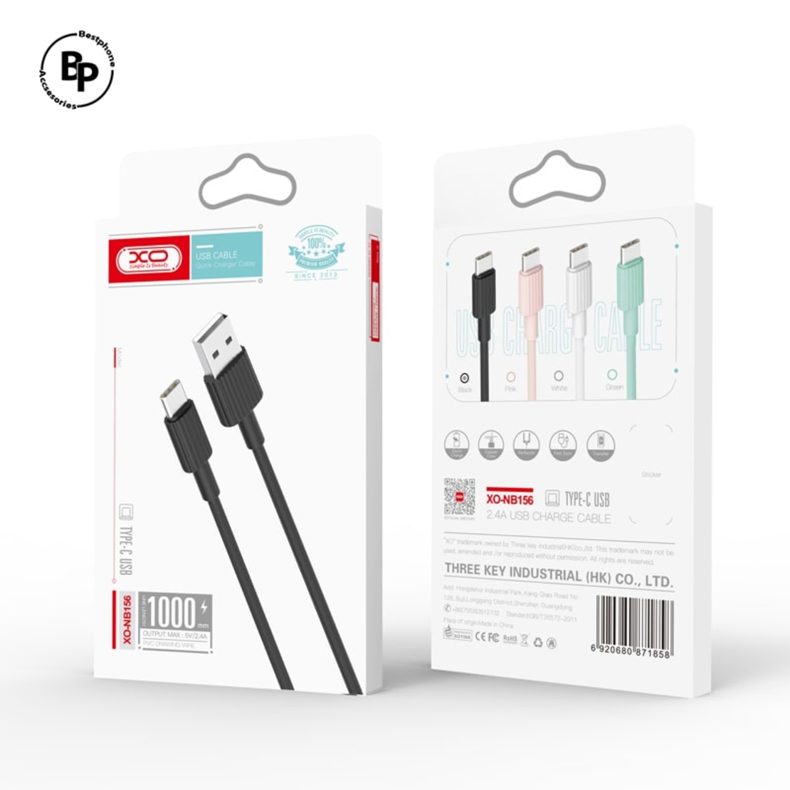 Кабел XO NB156 Usb - Type-C, (1m) (2.4A) White