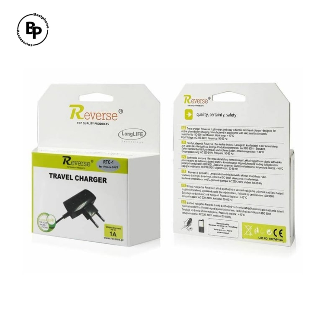 Зарядно Reverse - Lighning (1.0A) Black