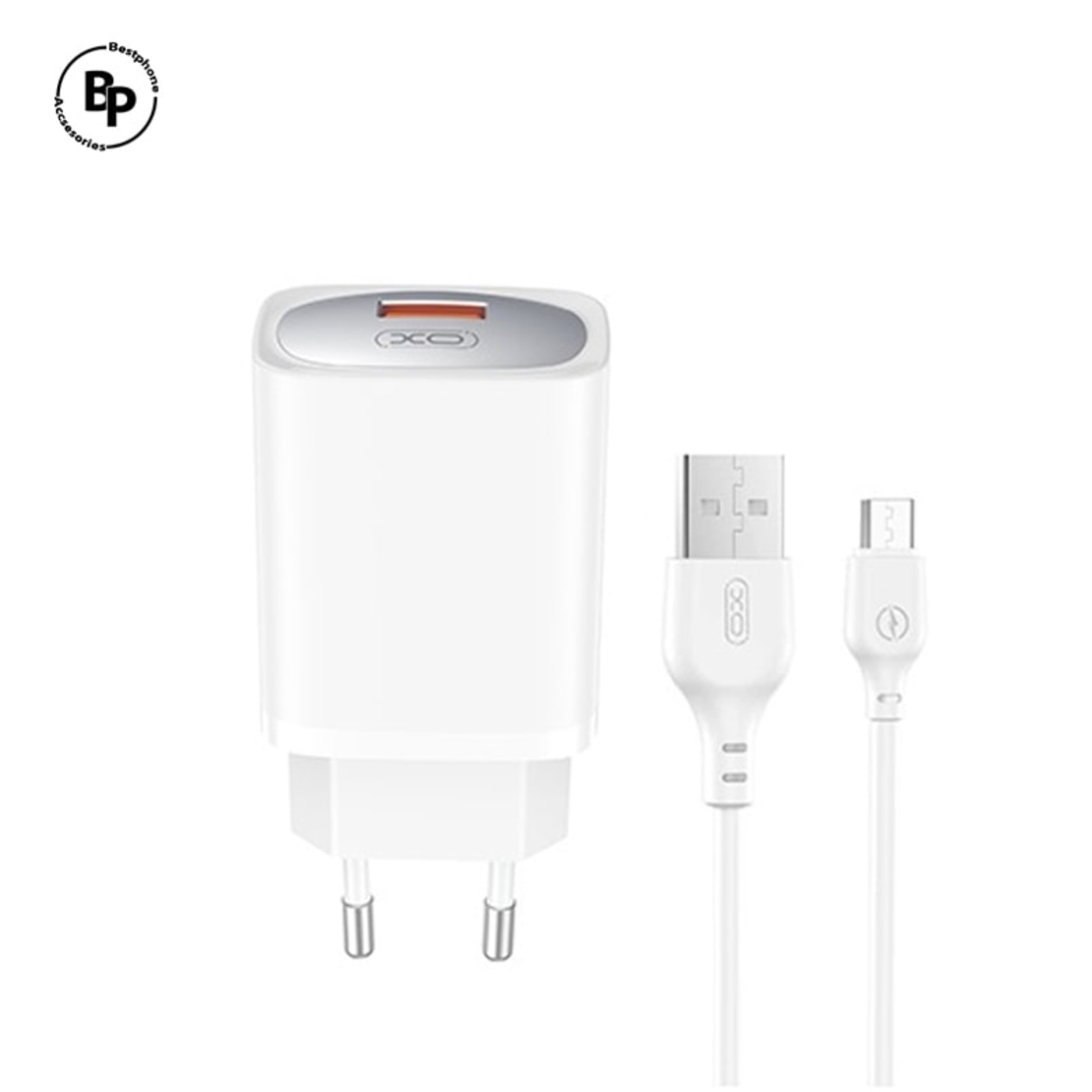 Зарядно XO CE19 QC ,Кабел Usb - Micro (18W) White
