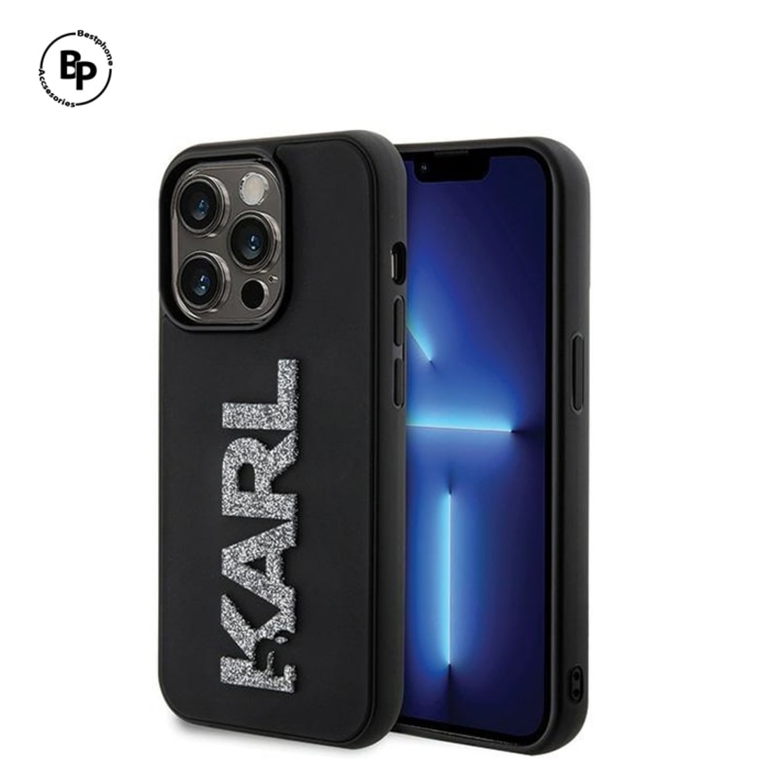 Кейс Karl Laggerfeld iPhone 15 Pro Max Glitter Logo Black