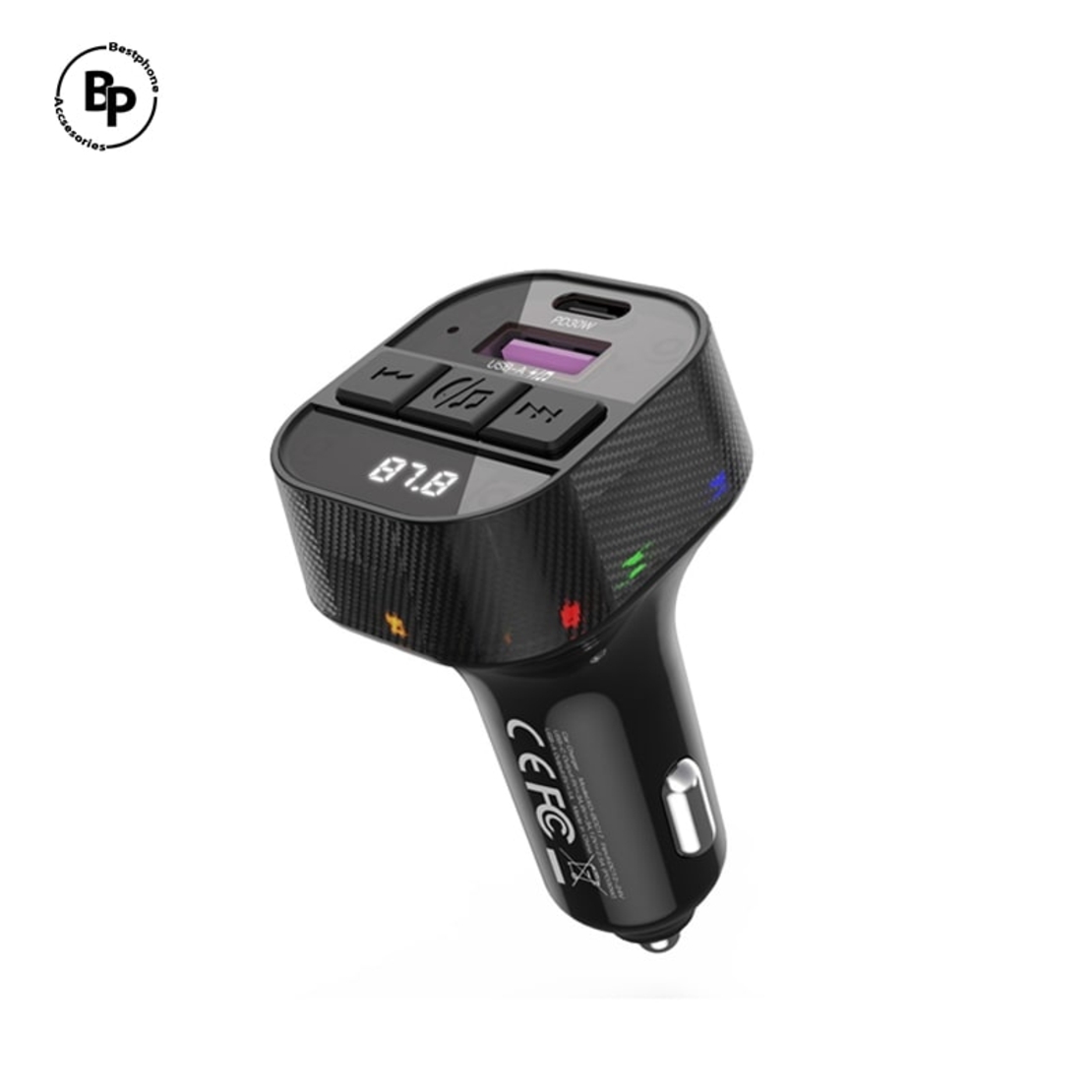 Зарядно за кола XO FM BCC17 Bluetooth MP3, трансмитер (30W), Кабел Type-C - Type-C Black
