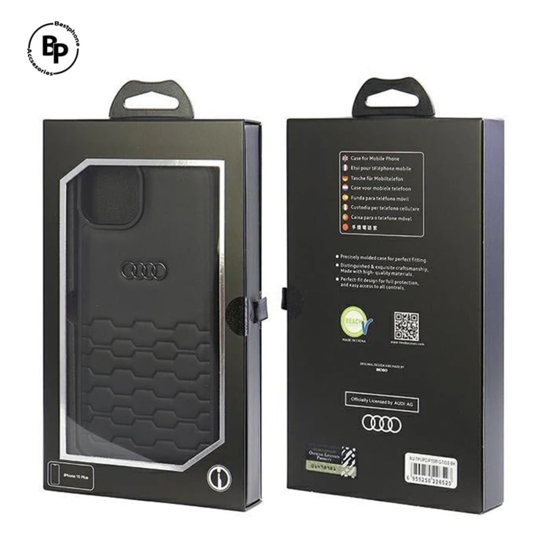 Кожен Кейс Audi iPhone 15 Pro Black