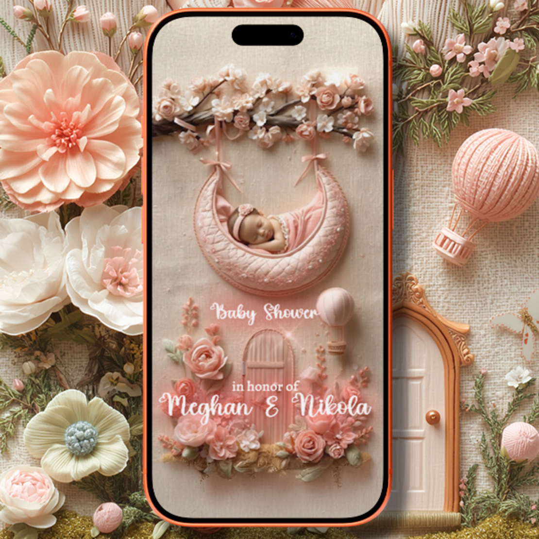 Elegant Pink 3D Baby Shower Video Invitation – Unique Luxury Baby Shower Invite