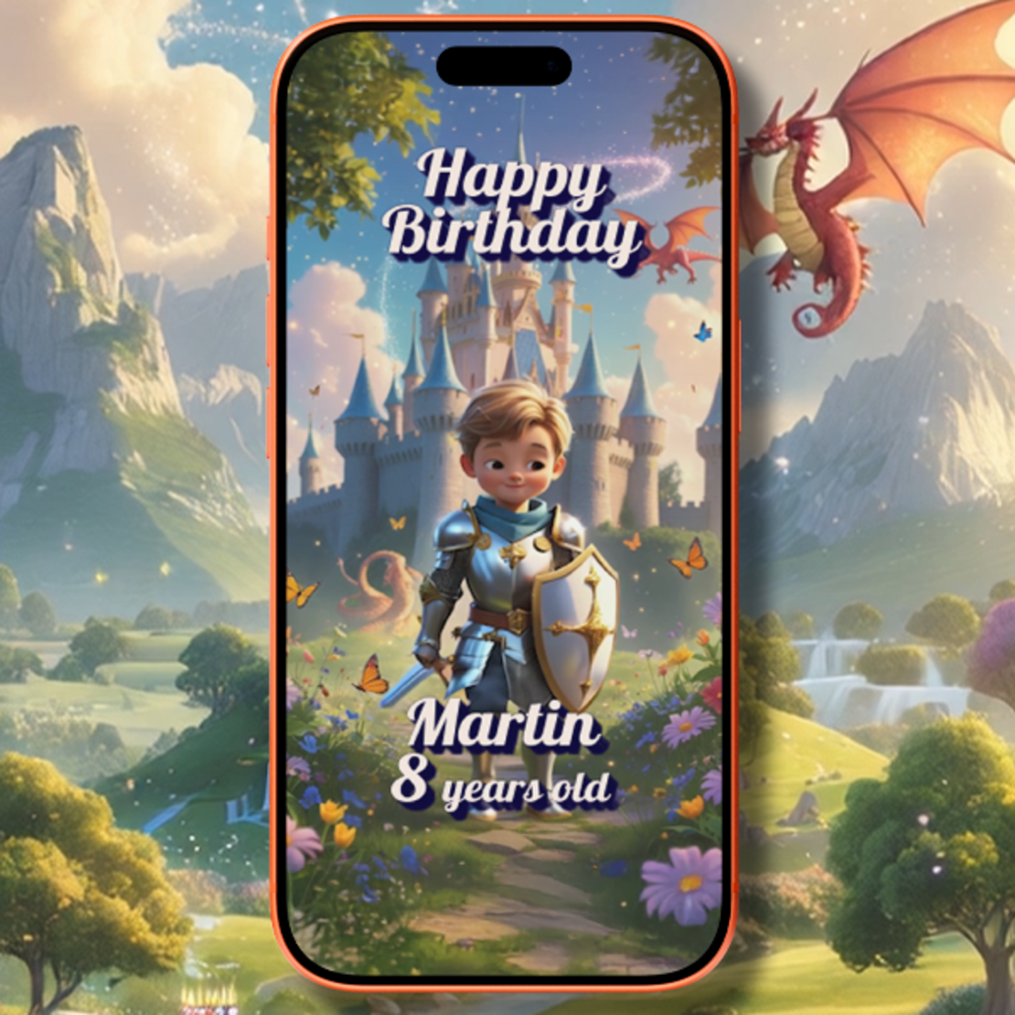 Knight-Themed Birthday Video Invitation | Fun Medieval Digital Invite