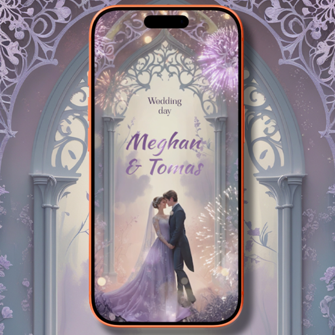 Purple Floral Wedding Video Invitation – Romantic Fairytale Digital Invite