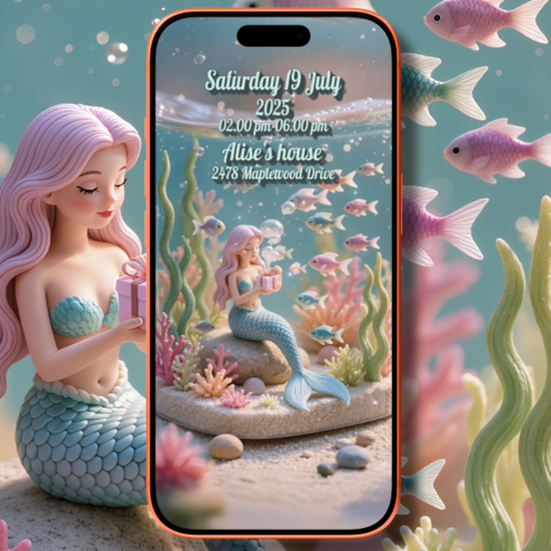 Mermaid Birthday Video Invitation – Magical Under the Sea Digital Invite for Girls Party