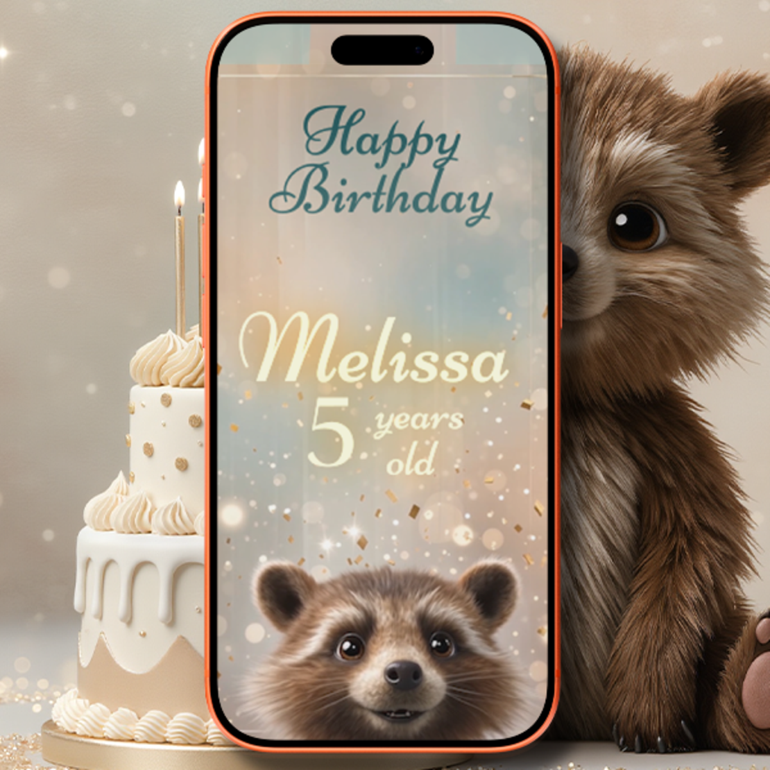 Talking Teddy Bear Birthday Digital Video Invitation for Boy or Girl | Cute Bear Party Invite | Animated Kids Birthday Invitation