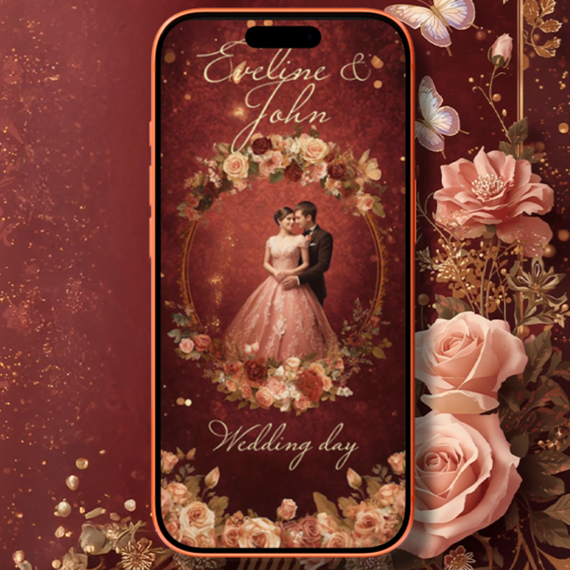 Luxury Burgundy Wedding Video Invitation