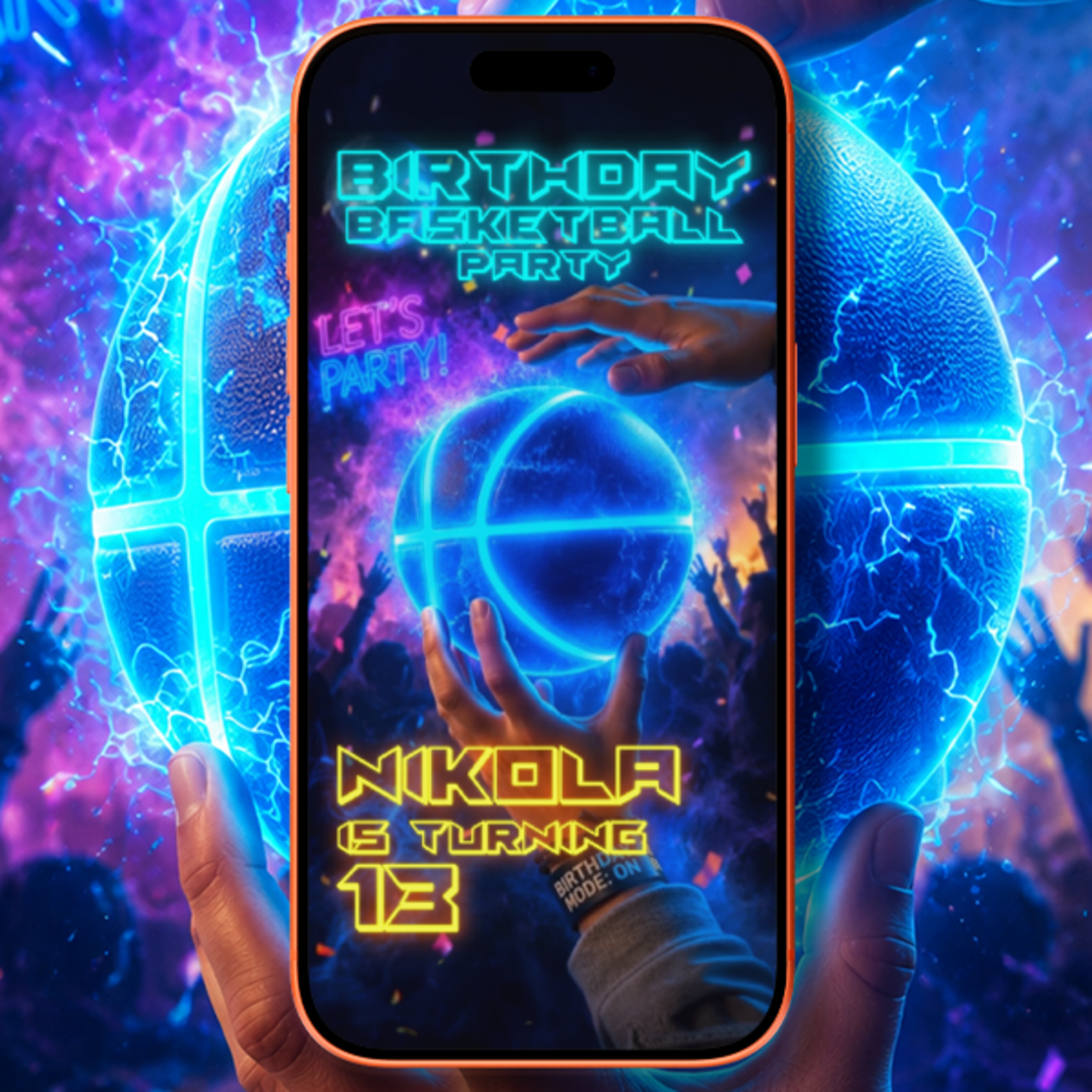 Epic Basketball Birthday Video Invitation | Digital Party Invite