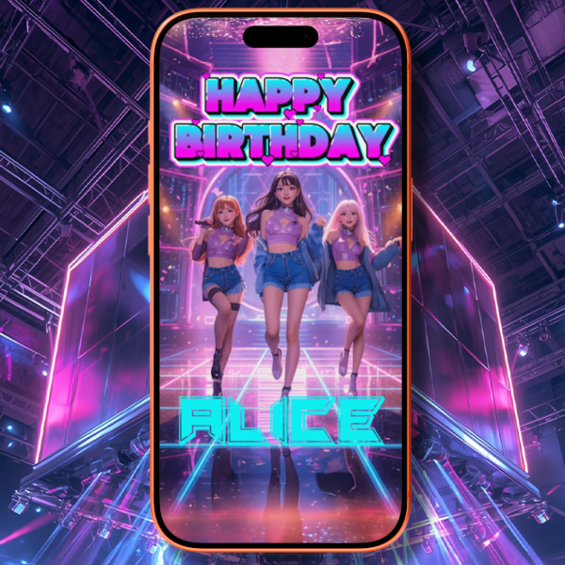 K-POP Birthday Party Digital Video Invitation – Fun & Stylish K-Pop Theme Invite