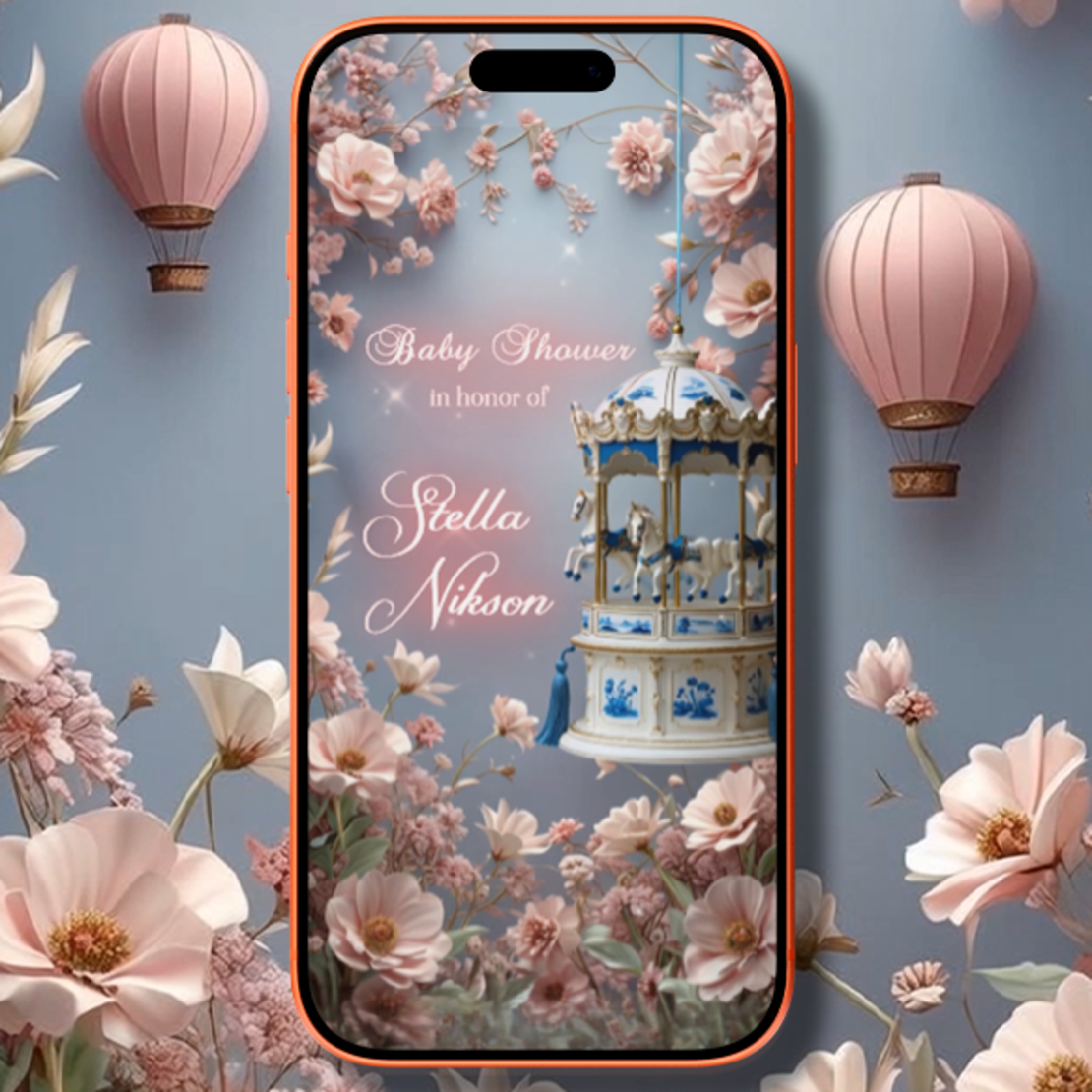 Carousel Baby Shower Video Invitation | Personalized Digital Baby Shower Invite