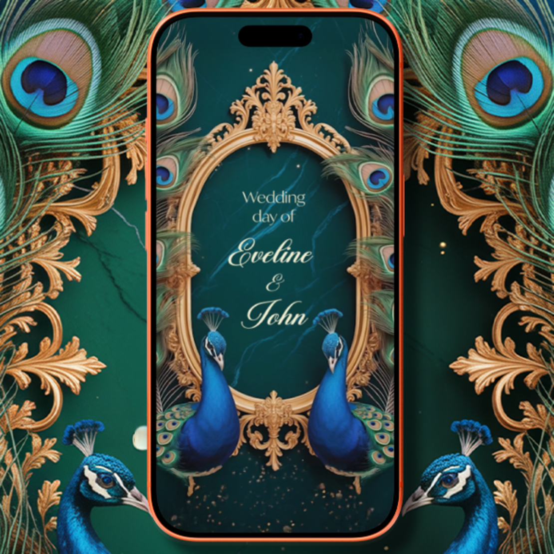 Luxury Peacock Wedding Video Invitation – Elegant Royal Blue & Gold Digital Wedding Invite