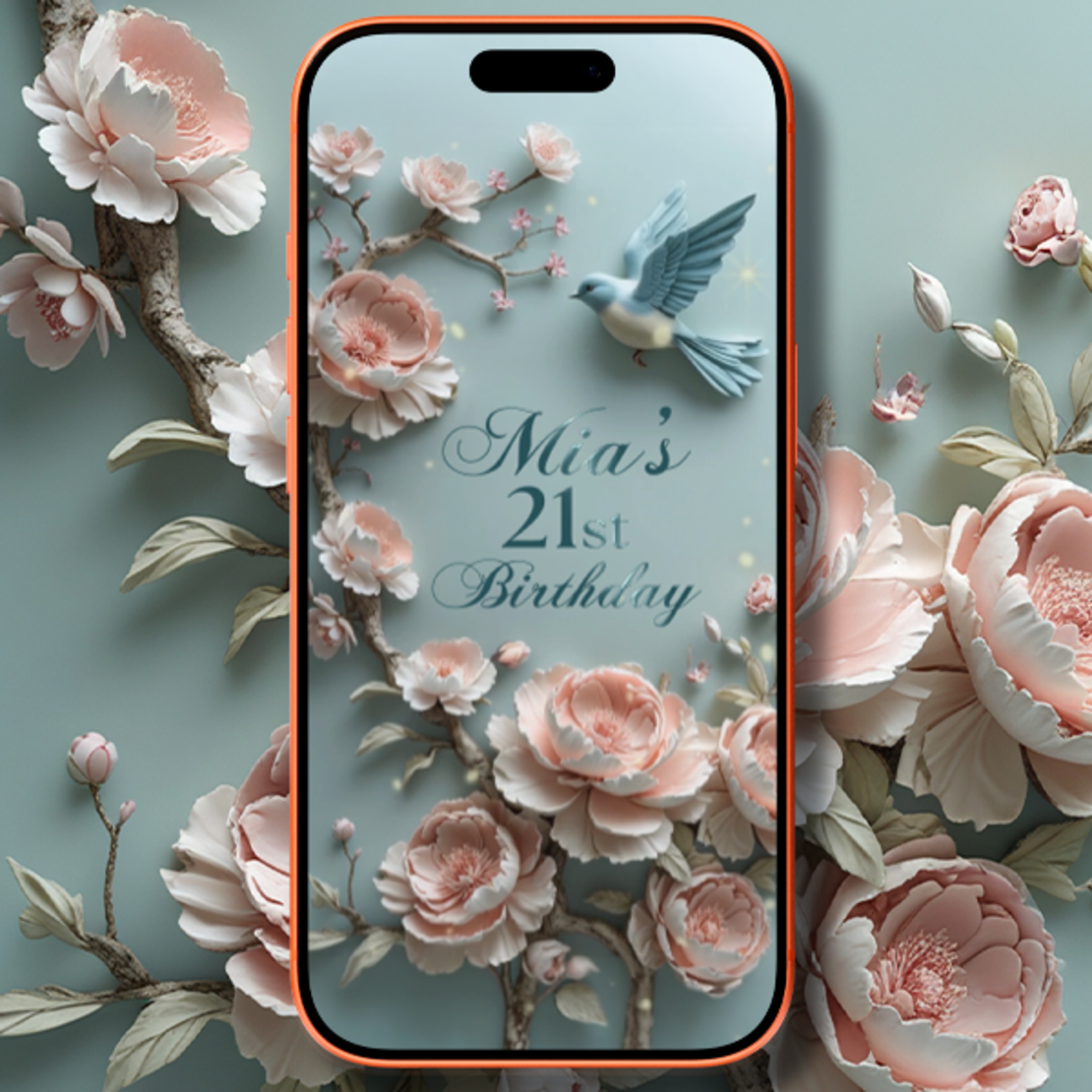21st Birthday Video Invitation | Personalized Elegant Floral Digital Invite