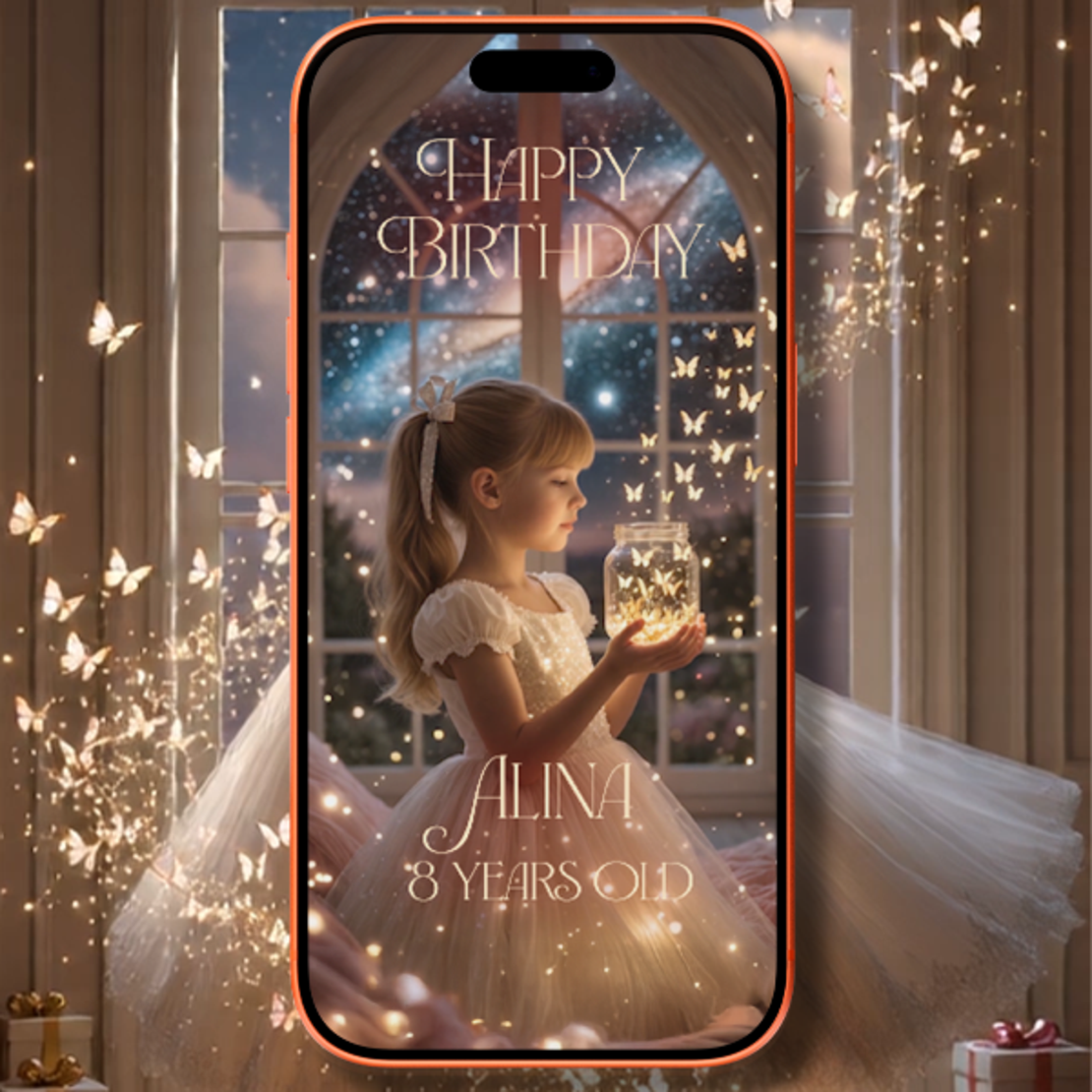 Magical Butterfly Theme Digital Invite with Beautiful Little Princess Girl