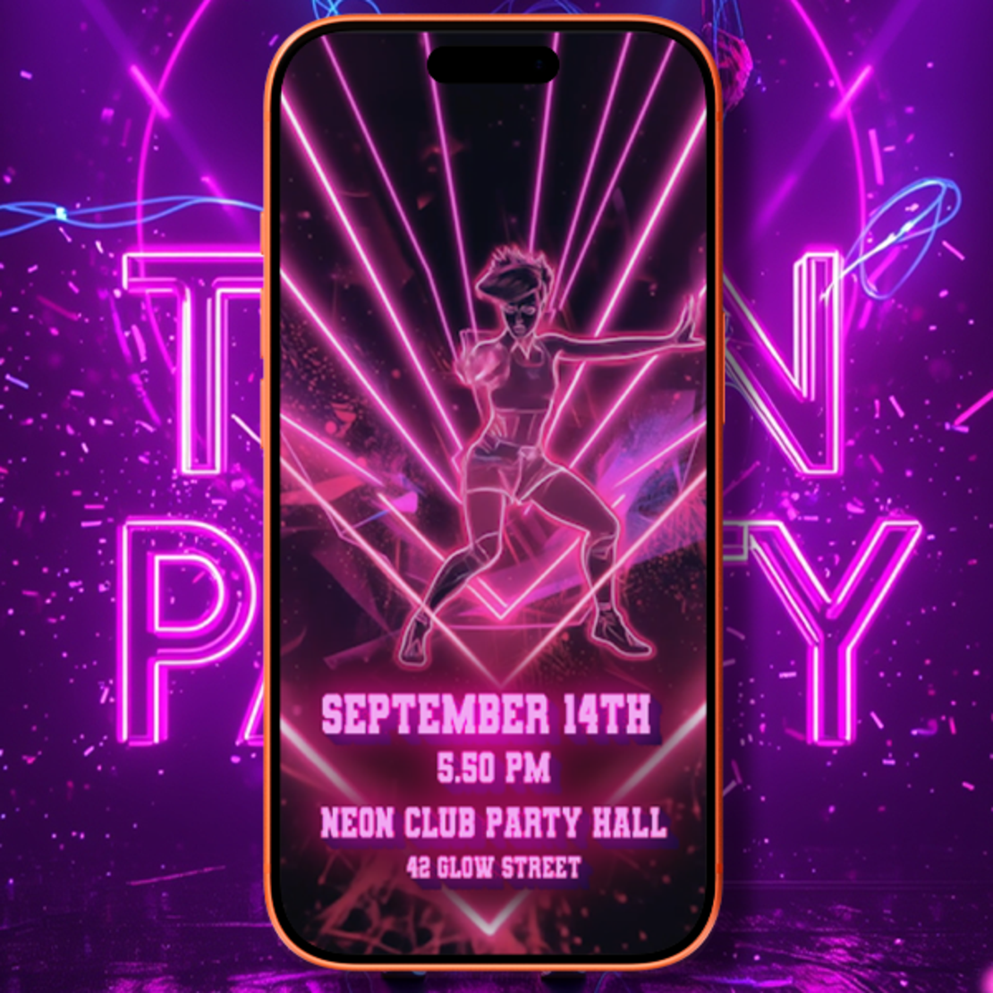 Glow Party Birthday Video Invitation | Personalized Neon Digital Invite
