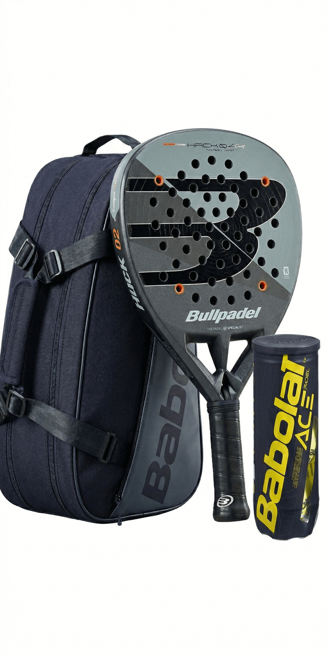Комплект сак EVO COURT S BLACK + Bullpadel Hack 04 CMF + топки ACE PADEL
